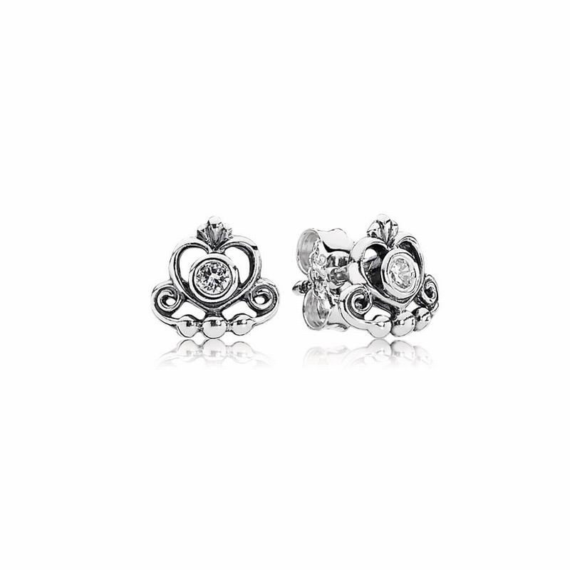 Pandora My Princess Tiara Stud Earrings NZ, Sterling Silver (214387-WGX)